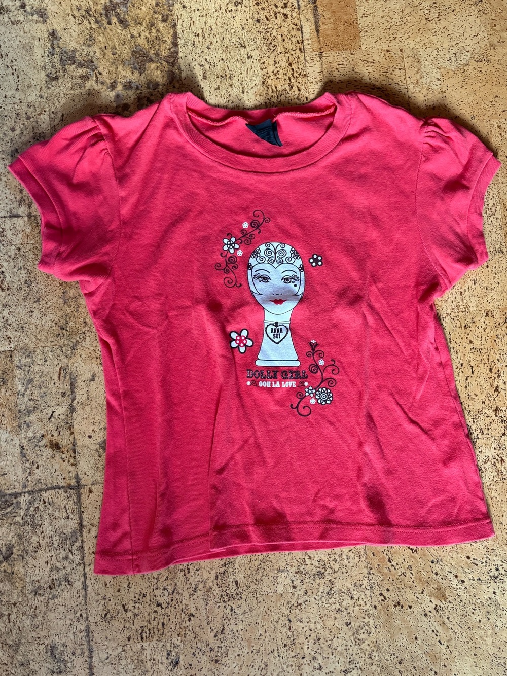 Anna Sui Short Sleeve Tee with Dolly girl Graphic